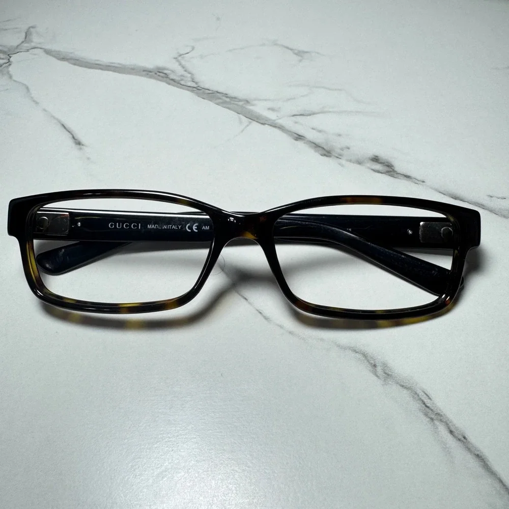 Gucci GG 1651 TRD 135 Dark Tortoise Shell Rectangular Eyeglass Frames Italy